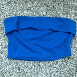 Blue strapless top size small with elastic outside for no slippage